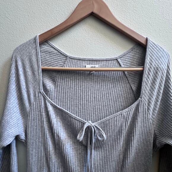 Aerie Always and Forever Real Squared Neck Knit Long Sleeve Dress Lg Front Slit - Picture 3 of 7